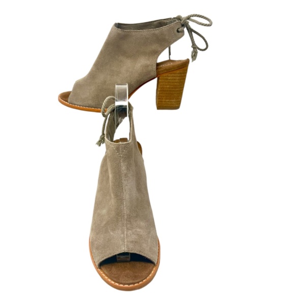 TOMS Women's Elba Desert Taupe Peep Toe Mule Heel Lace Ankle Shootie size 6 - Picture 2 of 15